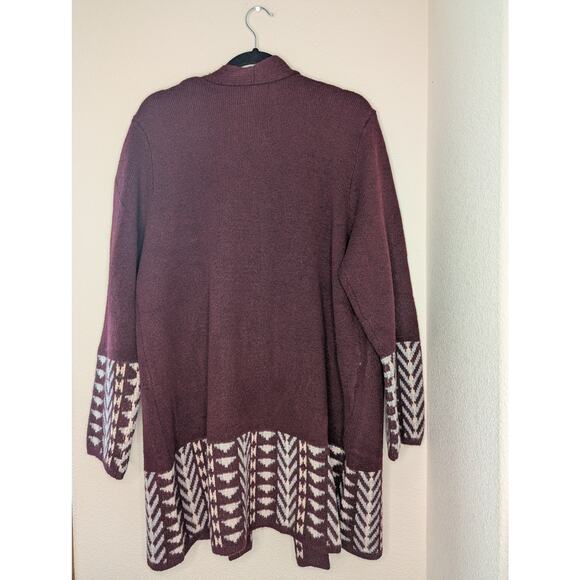 Frye Cozy Knit Maroon Cardigan Western Aztec Boho Women's XL - Picture 2 of 3